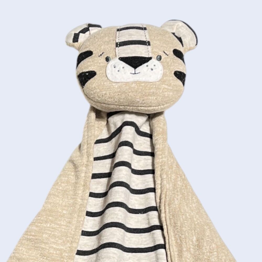 Demdaco Tiger Lovey Security Blanket Plush Baby Rattle Toy Stuffed Animal